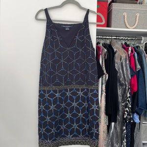 French Connection navy party dress. Beautiful beading details.
